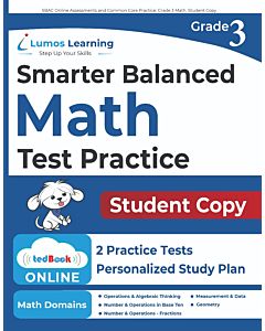 Lumos tedBook™ - Grade 3 Math Printed Skills Practice Workbooks and Two Online SBA Rehearsal Practice Tests, Student Copy