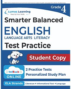 Lumos tedBook™ - Grade 4 ELA Printed Skills Practice Workbooks and Two Online SBA Rehearsal Practice Tests, Student Copy