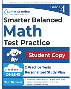 Lumos tedBook™ - Grade 4 Math Printed Skills Practice Workbooks and Two Online SBA Rehearsal Practice Tests, Student Copy