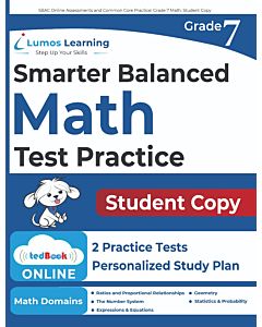 Lumos tedBook™ - Grade 7 Math Printed Skills Practice Workbooks and Two Online SBA Rehearsal Practice Tests, Student Copy